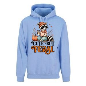 Coffee Raccoon Cute But Feral Autumn Design Gift Unisex Surf Hoodie