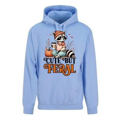 Coffee Raccoon Cute But Feral Autumn Design Gift Unisex Surf Hoodie