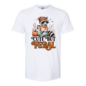 Coffee Raccoon Cute But Feral Autumn Design Gift Softstyle CVC T-Shirt