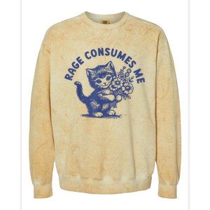 Cat Rage Consumes Me Colorblast Crewneck Sweatshirt