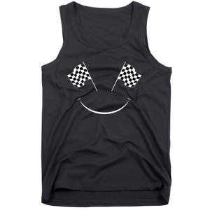 Car Racing Checkered Flag Smile Finish Line Automobile Racer Tank Top