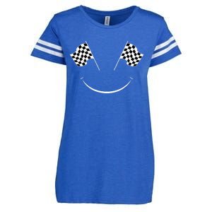 Car Racing Checkered Flag Smile Finish Line Automobile Racer Enza Ladies Jersey Football T-Shirt