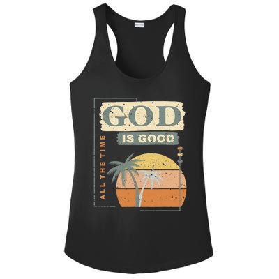 Cool Retro Christian Saying God Is Good All The Time Ladies PosiCharge Competitor Racerback Tank