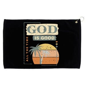 Cool Retro Christian Saying God Is Good All The Time Grommeted Golf Towel