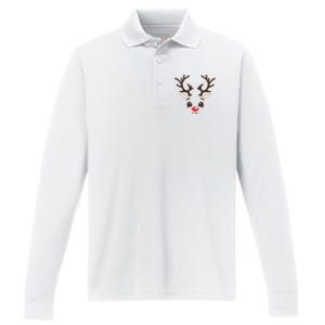 Christmas Reindeer Performance Long Sleeve Polo