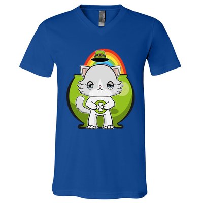 Cute Ragdoll Cat Anime Feline St Patricks Irish Funny Gift V-Neck T-Shirt