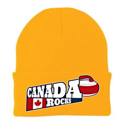 Canada Rocks Curling Stone Curler Canadian Flag Curling Funny Gift Knit Cap Winter Beanie