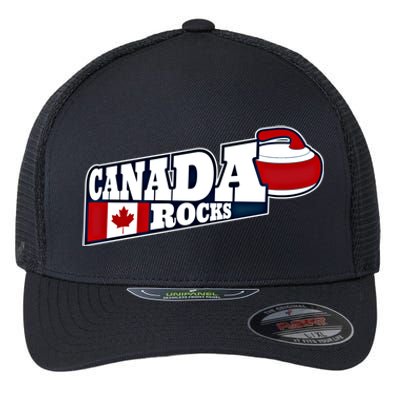 Canada Rocks Curling Stone Curler Canadian Flag Curling Funny Gift Flexfit Unipanel Trucker Cap