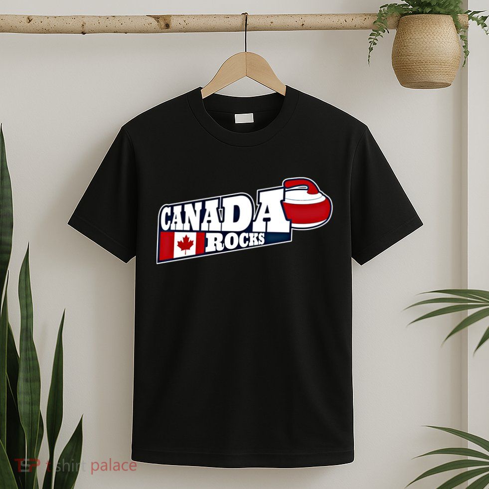 Canada Rocks Curling Stone Curler Canadian Flag Curling Funny Gift T-Shirt