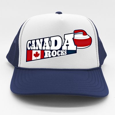 Canada Rocks Curling Stone Curler Canadian Flag Curling Funny Gift Trucker Hat