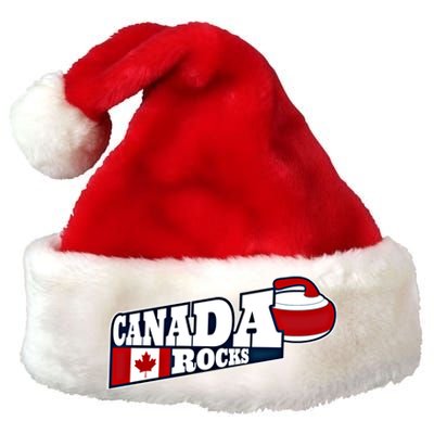 Canada Rocks Curling Stone Curler Canadian Flag Curling Funny Gift Premium Christmas Santa Hat