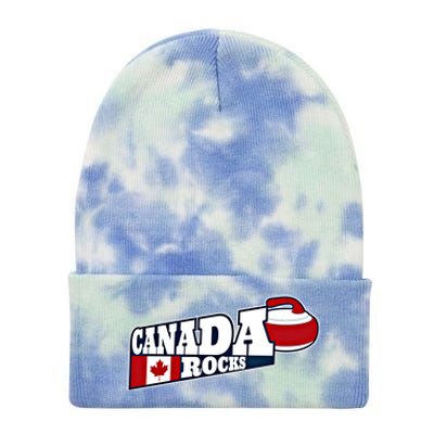 Canada Rocks Curling Stone Curler Canadian Flag Curling Funny Gift Tie Dye 12in Knit Beanie