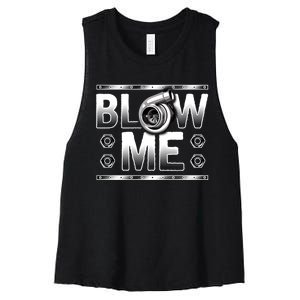 Car Racing Cool Gift Blow Me Turbo Boost Muscle Cars Gift Women's Racerback Cropped Tank