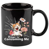 Cat Rage Consumes Me Humor Meme .Png 11oz C Handle Ceramic Mug