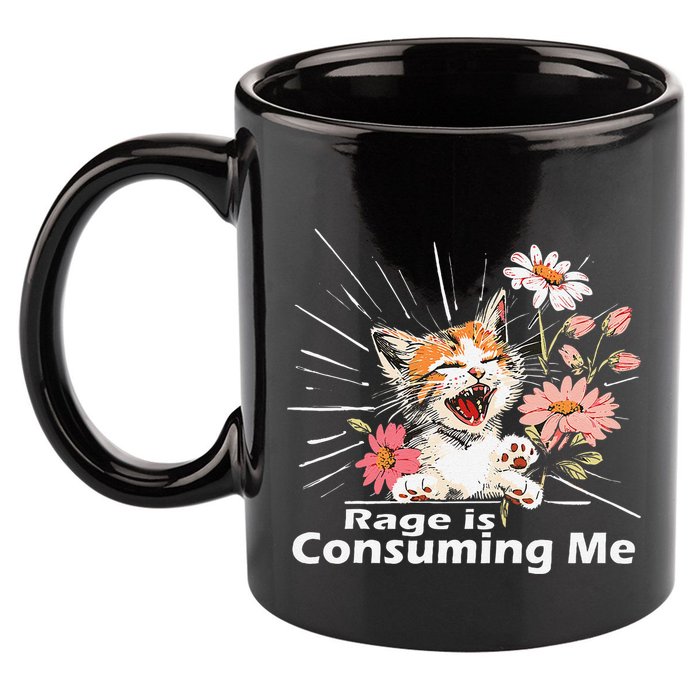 Cat Rage Consumes Me Humor Meme .Png 11oz C Handle Ceramic Mug