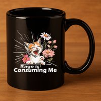 Cat Rage Consumes Me Humor Meme .Png 11oz C Handle Ceramic Mug