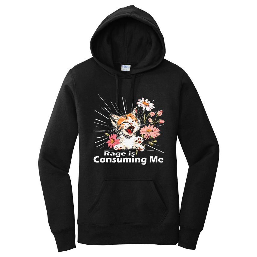 Cat Rage Consumes Me Humor Meme .Png Women's Pullover Hoodie