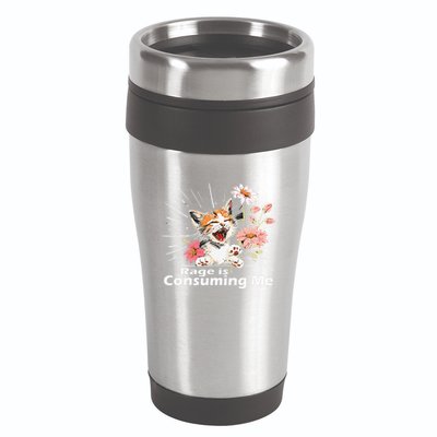 Cat Rage Consumes Me Humor Meme .Png 16oz Travel Tumbler