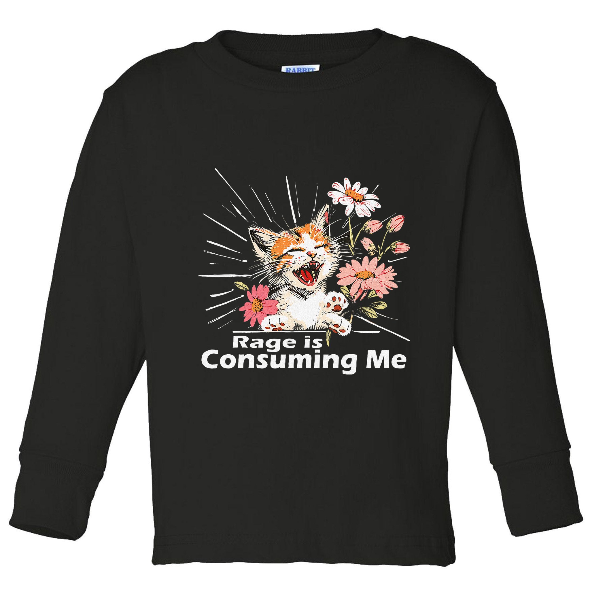 Cat Rage Consumes Me Humor Meme .Png Toddler Long Sleeve Shirt