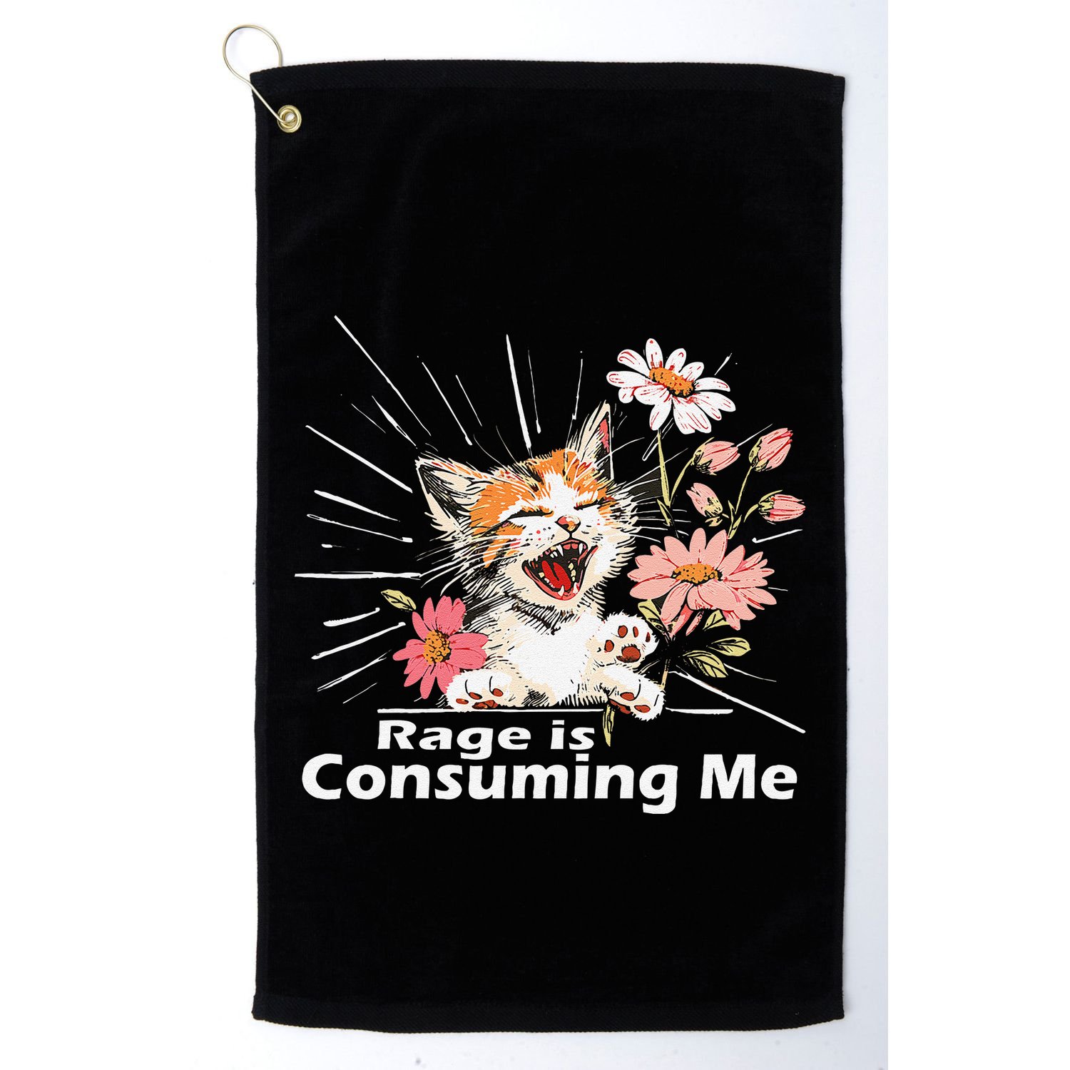 Cat Rage Consumes Me Humor Meme .Png Golf Towel