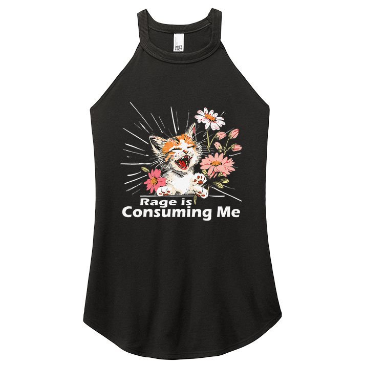 Cat Rage Consumes Me Humor Meme .Png Women's Perfect Tri Rocker Tank