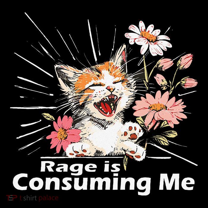 Cat Rage Consumes Me Humor Meme .Png Kids T-Shirt