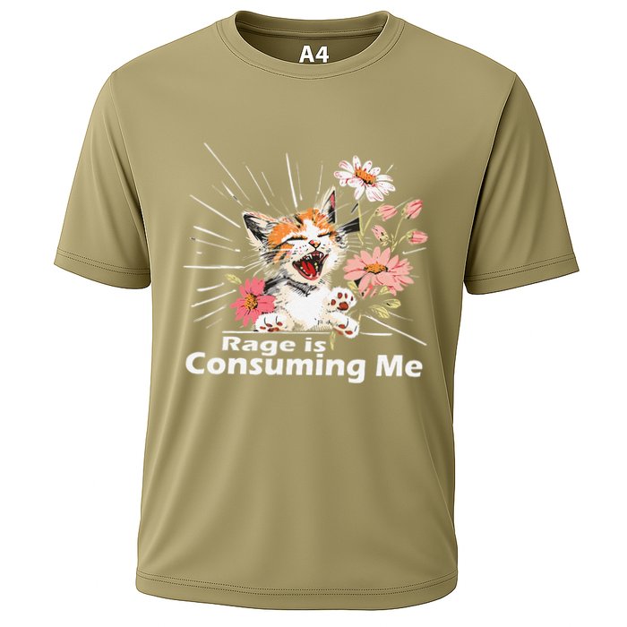 Cat Rage Consumes Me Humor Meme .Png Cooling Performance Crew T-Shirt