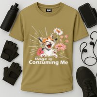 Cat Rage Consumes Me Humor Meme .Png Cooling Performance Crew T-Shirt