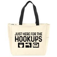 Camping RV Caravan Motorhome Just Here For The Hookups Funny Zip Tote Bag