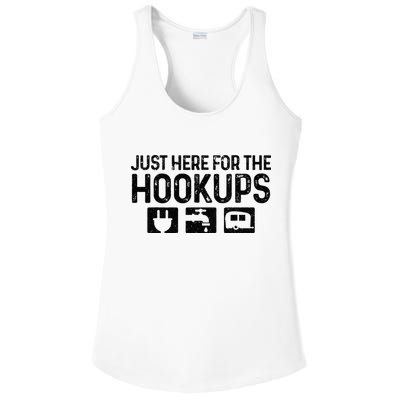 Camping RV Caravan Motorhome Just Here For The Hookups Funny Ladies PosiCharge Competitor Racerback Tank