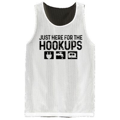 Camping RV Caravan Motorhome Just Here For The Hookups Funny Mesh Reversible Basketball Jersey Tank