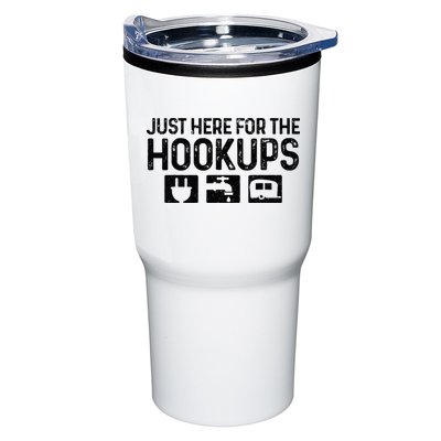 Camping RV Caravan Motorhome Just Here For The Hookups Funny Tumbler