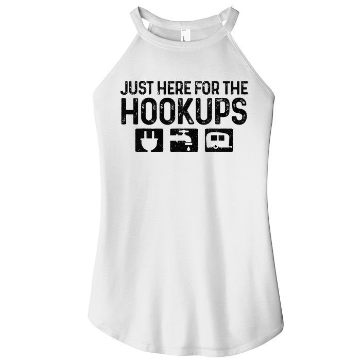 Camping RV Caravan Motorhome Just Here For The Hookups Funny Women's Perfect Tri Rocker Tank