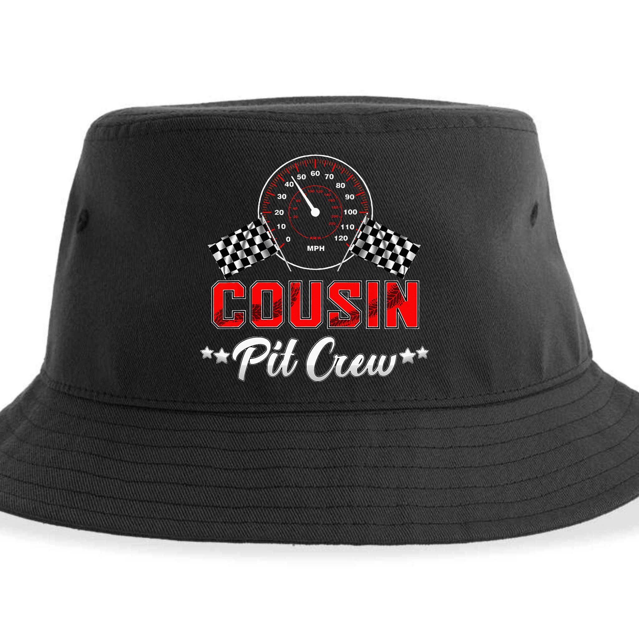 Cousin Racing Car Birthday Party Family Matching Pit Crew Sustainable Bucket Hat
