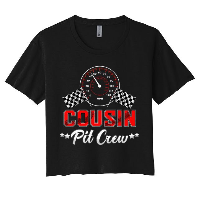 Cousin Racing Car Birthday Party Family Matching Pit Crew Women's Crop Top Tee