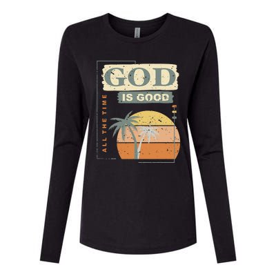 Cool Retro Christian Saying God Is Good All The Time Womens Cotton Relaxed Long Sleeve T-Shirt