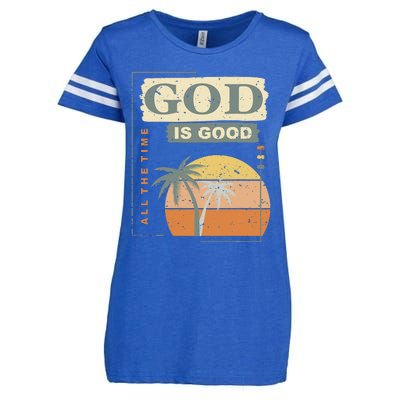 Cool Retro Christian Saying God Is Good All The Time Enza Ladies Jersey Football T-Shirt