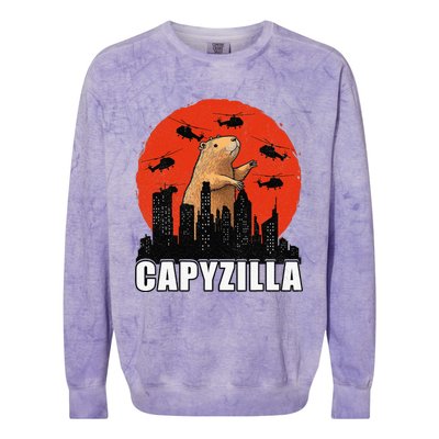 Capybara Retro Capybara Rodent Capyzilla Colorblast Crewneck Sweatshirt