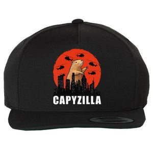 Capybara Retro Capybara Rodent Capyzilla Wool Snapback Cap