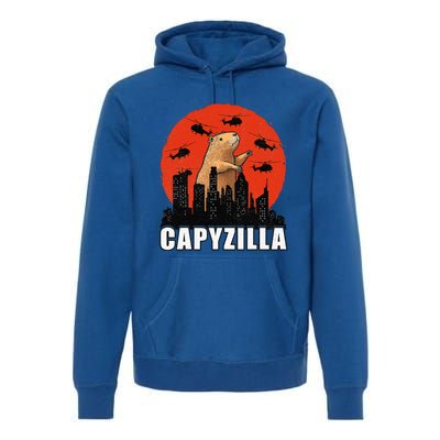 Capybara Retro Capybara Rodent Capyzilla Premium Hoodie