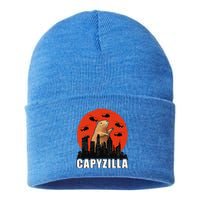 Capybara Retro Capybara Rodent Capyzilla Sustainable Knit Beanie