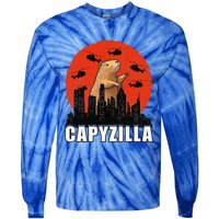 Capybara Retro Capybara Rodent Capyzilla Tie-Dye Long Sleeve Shirt