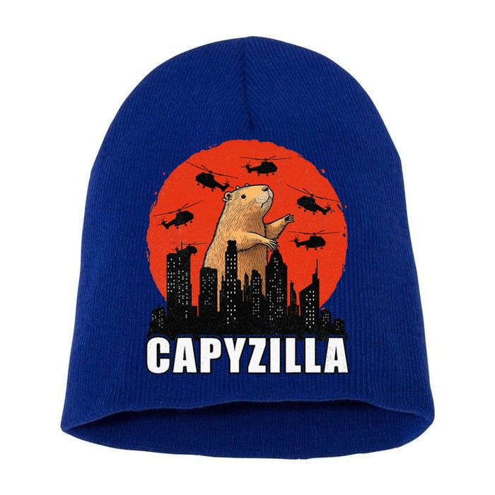 Capybara Retro Capybara Rodent Capyzilla Short Acrylic Beanie