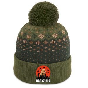 Capybara Retro Capybara Rodent Capyzilla The Baniff Cuffed Pom Beanie