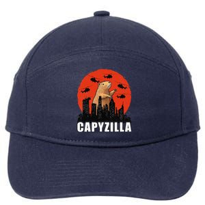 Capybara Retro Capybara Rodent Capyzilla 7-Panel Snapback Hat