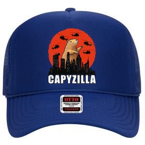 Capybara Retro Capybara Rodent Capyzilla High Crown Mesh Back Trucker Hat