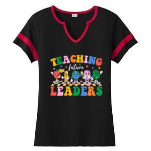 Cute Retro Cartoon Teaching Future Leaders Ladies Halftime Notch Neck Tee