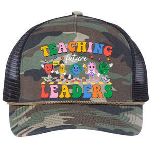 Cute Retro Cartoon Teaching Future Leaders Retro Rope Trucker Hat Cap