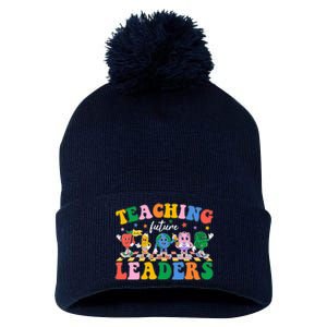 Cute Retro Cartoon Teaching Future Leaders Pom Pom 12in Knit Beanie