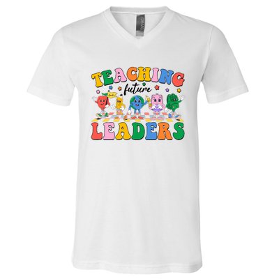 Cute Retro Cartoon Teaching Future Leaders V-Neck T-Shirt